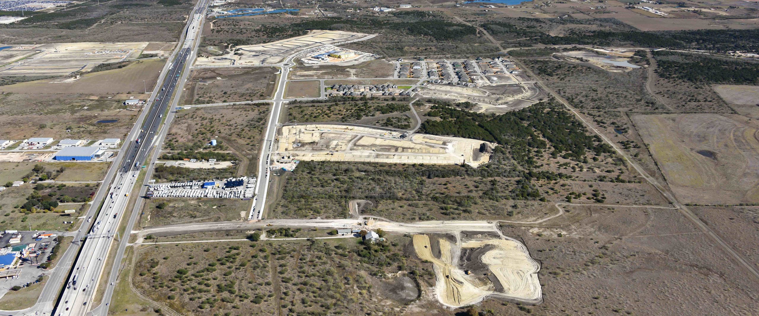 An aerial view of the Mayfair development