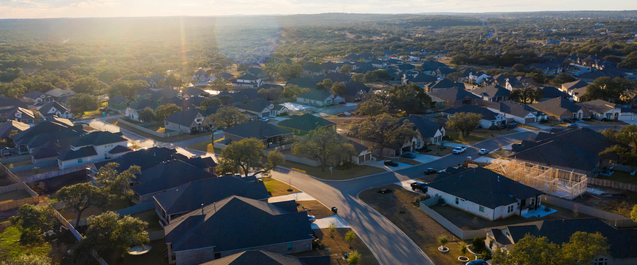 An aerial view of The Grove, a Southstar community.